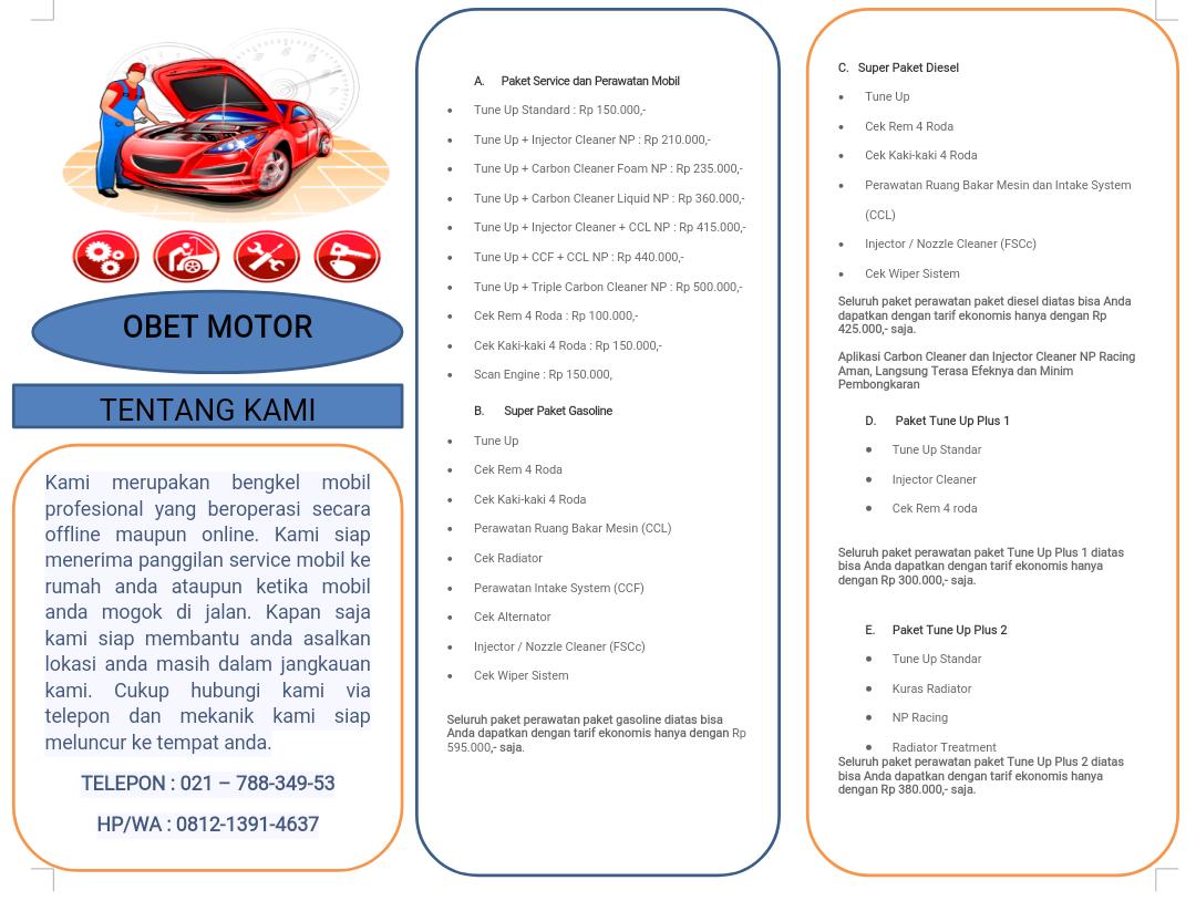 Bengkel Mobil Obet Motor Layanan HOME Service